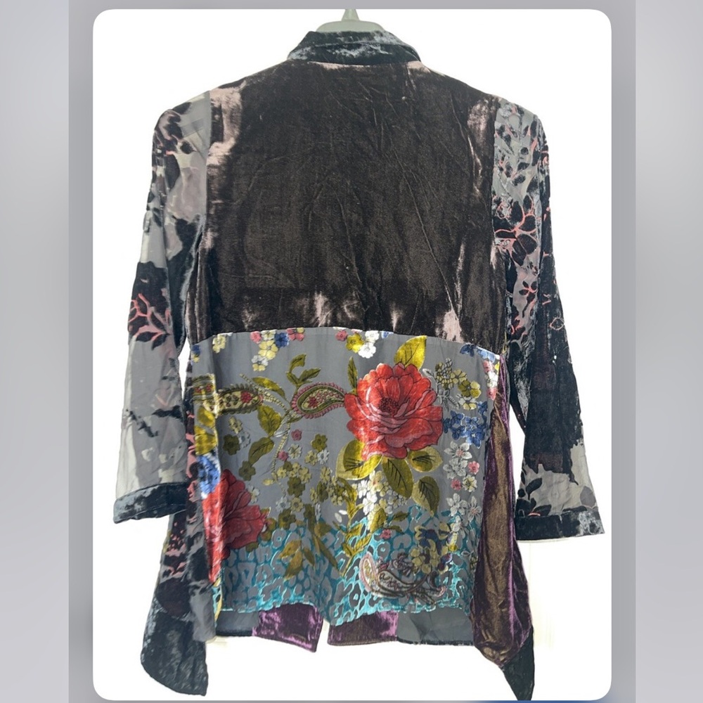 Soft Surroundings LISETTE Velvet Burnout Jacket Chiffon  PM Floral BOHO S - Picture 4 of 6